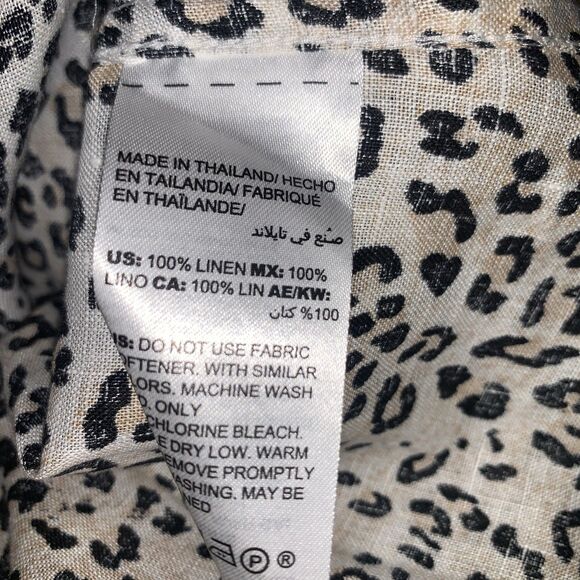 Chico's Blouse Shirt Women's Sz 2 100% Linen Animal Print Sleeveless Tunic - Picture 9 of 9